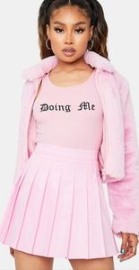Dolls Kill baby pink pleated flair skater skirt